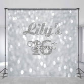 Aperturee - Aperturee Bokeh Silver Custom Name Sweet 16 Birthday Backdrop